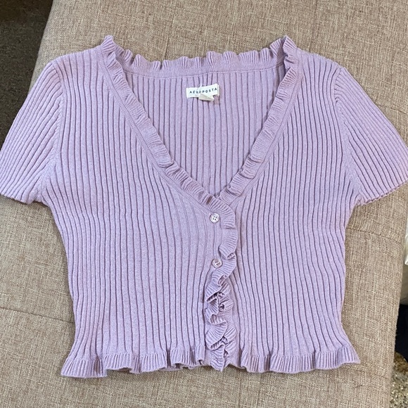 Aeropostale Tops - Aeropostale Lavender Ribbed Crop Top